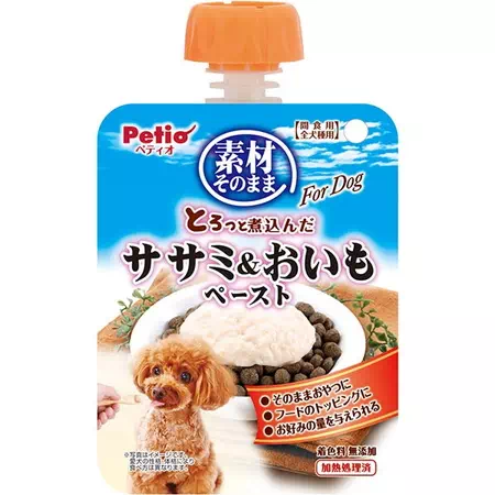 ペティオ犬用おやつ素材そのままとろっと煮込んだササミとおいものペーストはキャップ付き