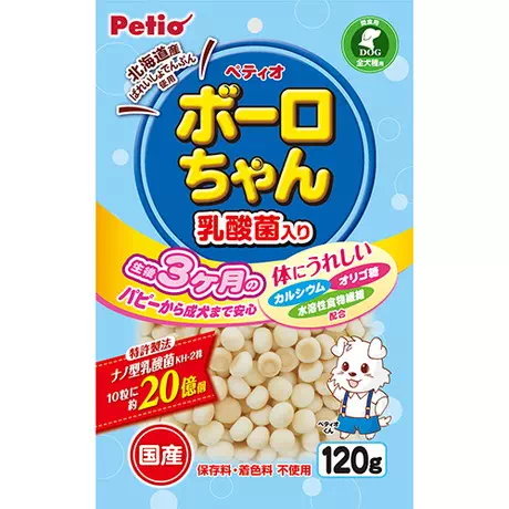 ペティオPetio生後3ヶ月のパピーから成犬まで食べられる犬用おやつ体にうれしいボーロちゃん乳酸菌入りはおなかにうれしい