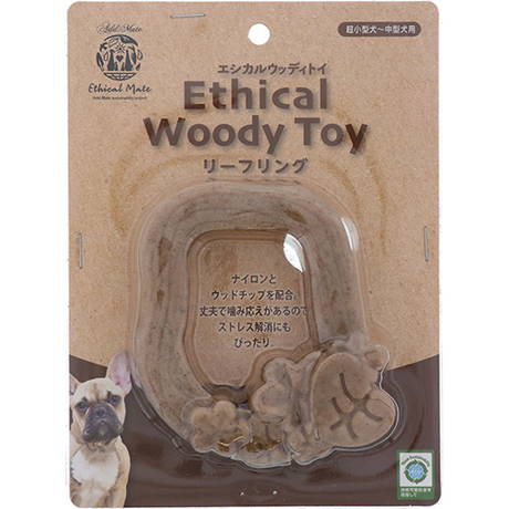 ペティオPetioAddＭateアドメイト犬用おもちゃエシカルメイトウッディトイリーフリング輪っか天然木超小型犬中型犬用噛み癖は犬用玩具
