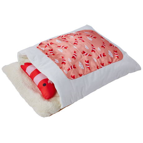 犬猫用ベッド ふっくら極上 寝布団ベッド エビ柄