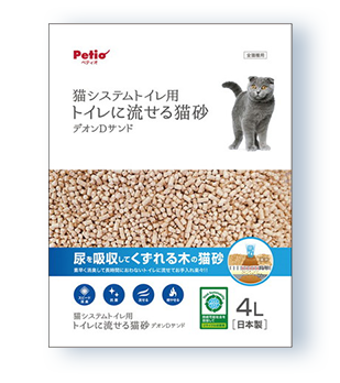 ペティオ猫システムトイレ用 トイレに流せる猫砂デオンDサンド４L