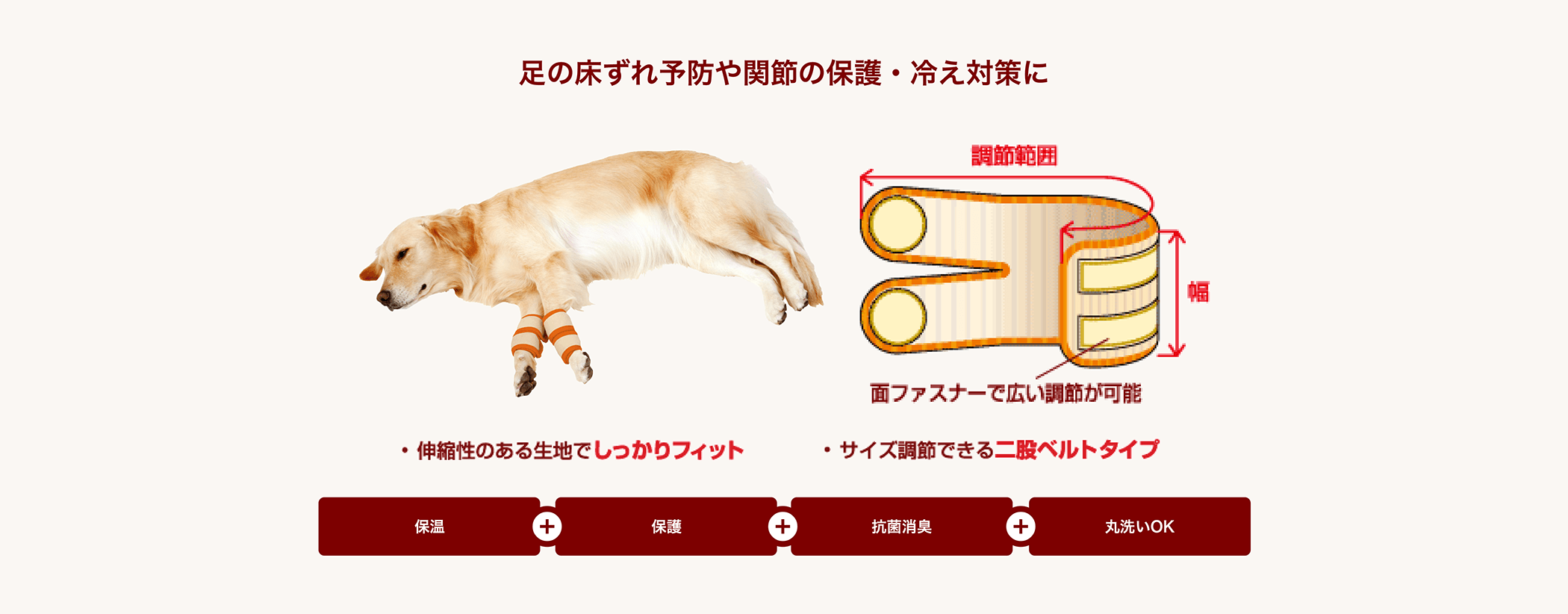 足の床ずれ予防や関節の保護・冷え対策に